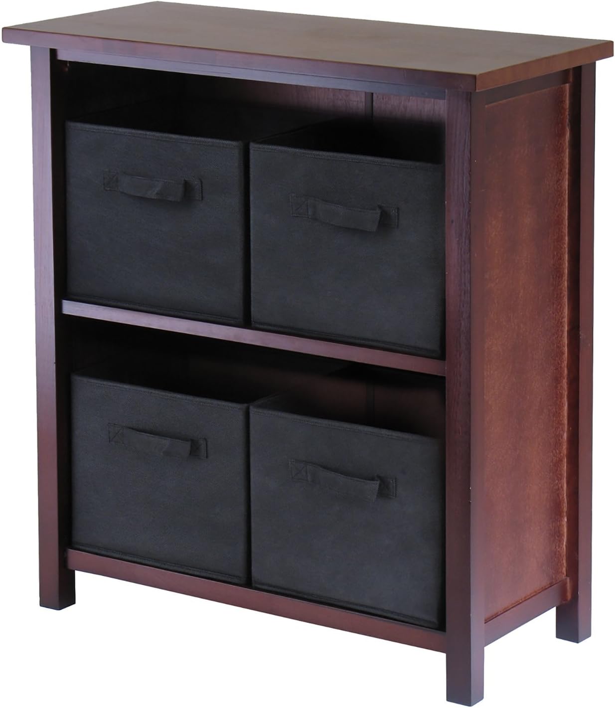 Winsome Verona Storage Shelf with 6 Foldable Baskets Basket Color: Black