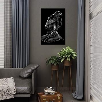 Women Canvas Wall Art Sexy Artwork Posters Painting for Bathroom Bedroom Hotel Living Room Girls Home Decoration Prints Painting Framed Ready to Hang (12L x 16W)