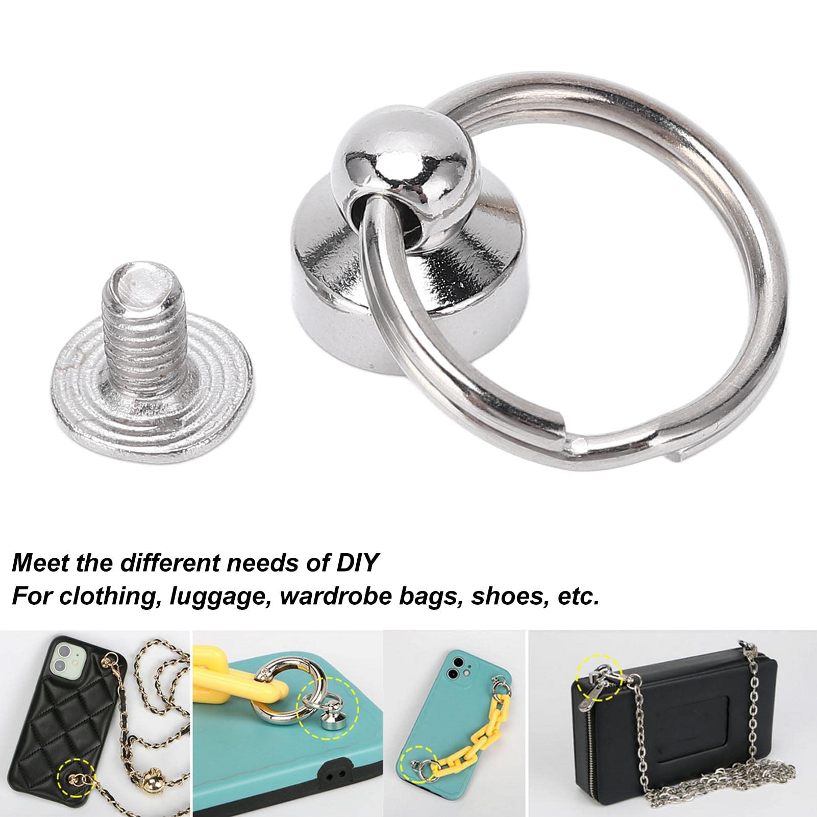 Juego de 100 Remaches de Cabeza Redonda con Anillo de Tracción, Remaches de Tornillo para Manualidades de Cuero, Remaches de Cabeza Redonda de Metal para Decoración de Bolsos de