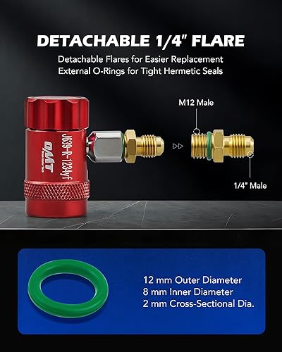 Miniatura 4 de Orion Motor Tech R1234yf Acoplador rápido, adaptadores R1234yf de conexión rápida y conectores de accesorios de manguera de CA, acopladores HP LP