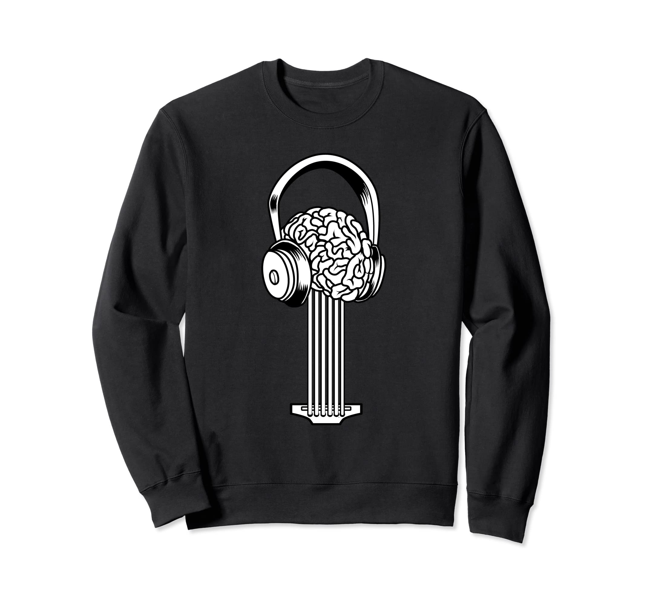 Electric Guitar - E-Guitar Rock Guitarist Brain Headphones Sweatshirt, Black