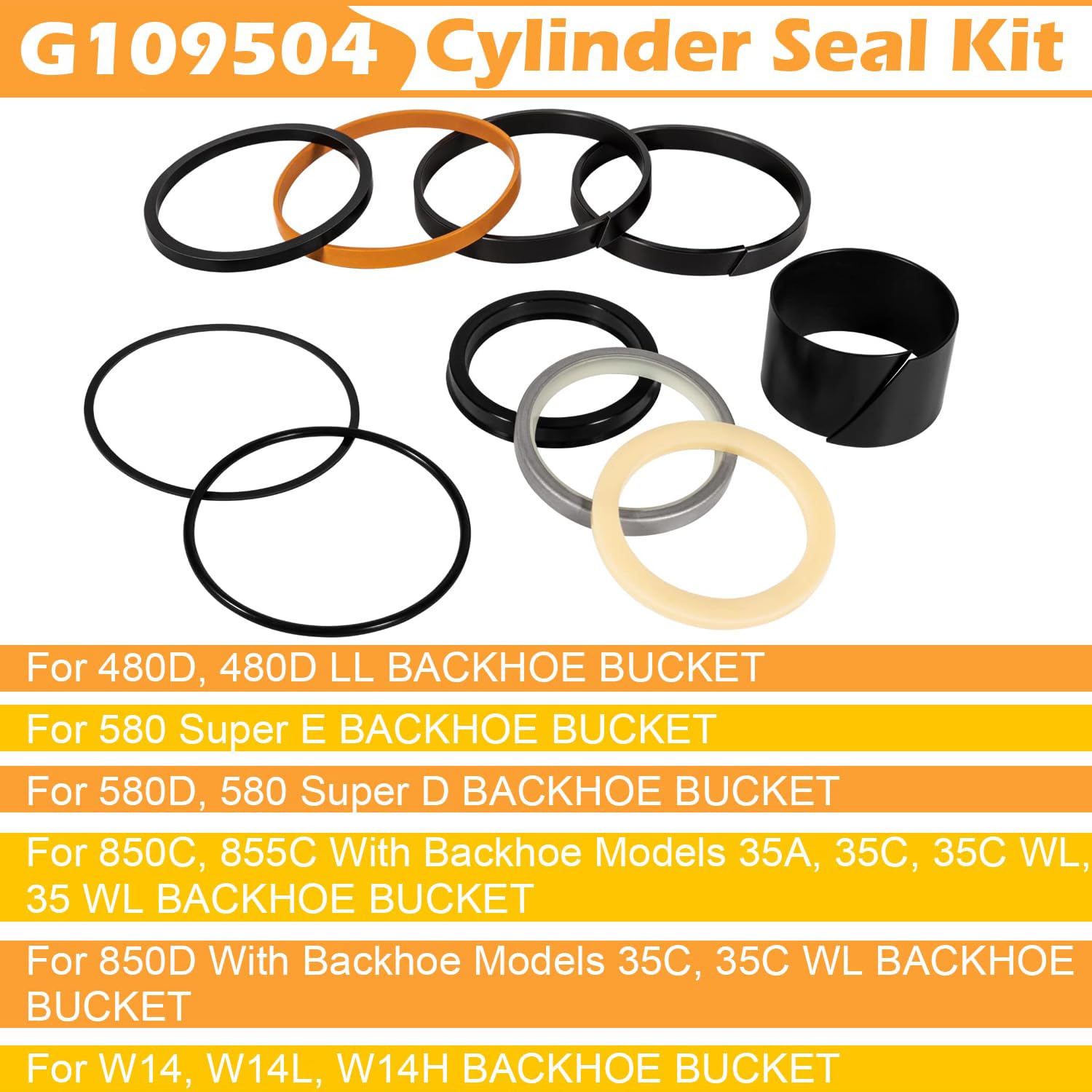 Rebuild/Repair Seal kit for Case 580E 580SE 580SD Whole Machine Hydraulic Cylinder Seals Kit G109456 & G109417 & G109423 & G109452 & G109460 & G109504, Boakhoe Loader Bucket Hydraulic Cylinders