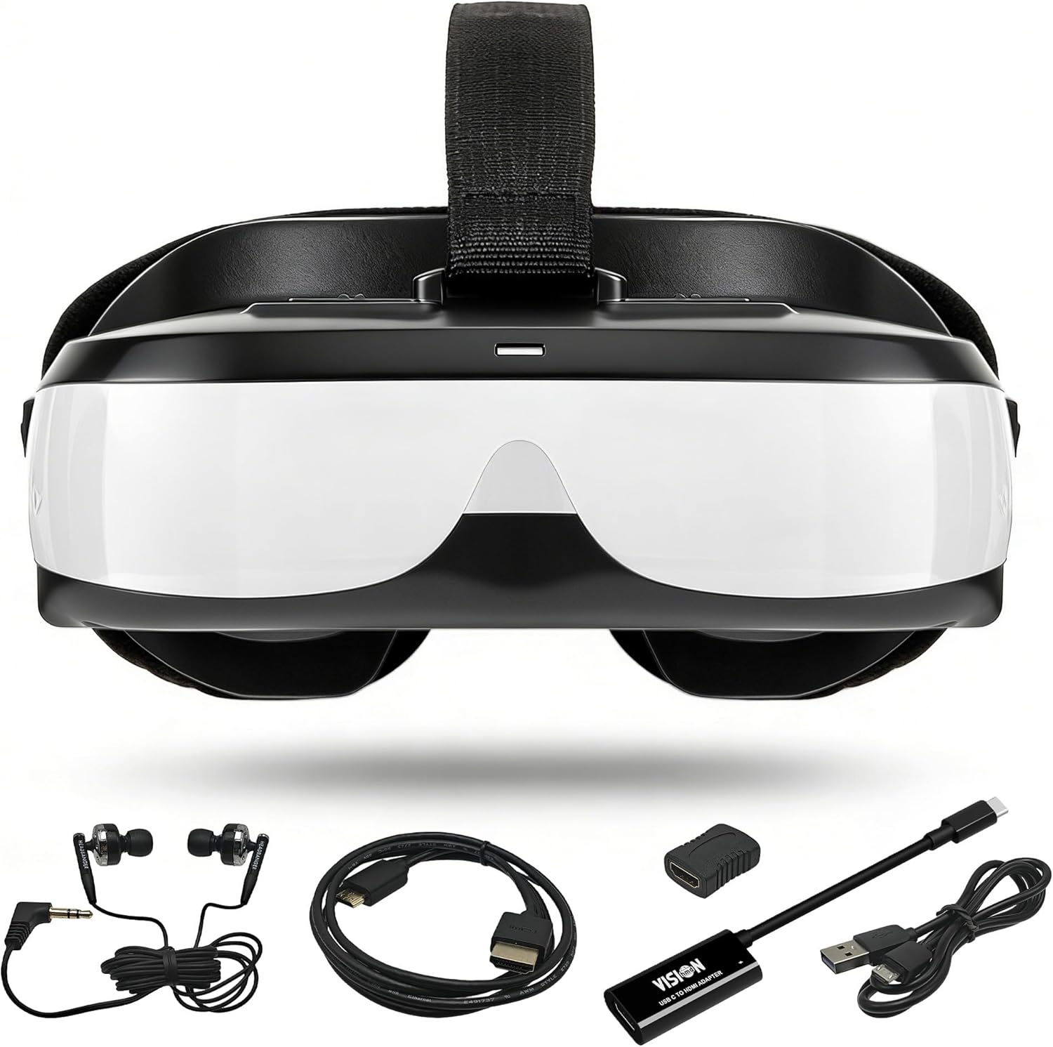 Personal Video Display Glasses with USB-C, 120” Virtual Screen, Plug & Play AR Glasses for iPhone 15/16 Android Switch Steam Deck, Dual Screen HD 720p, Myopia Adjustable Portable Cinema