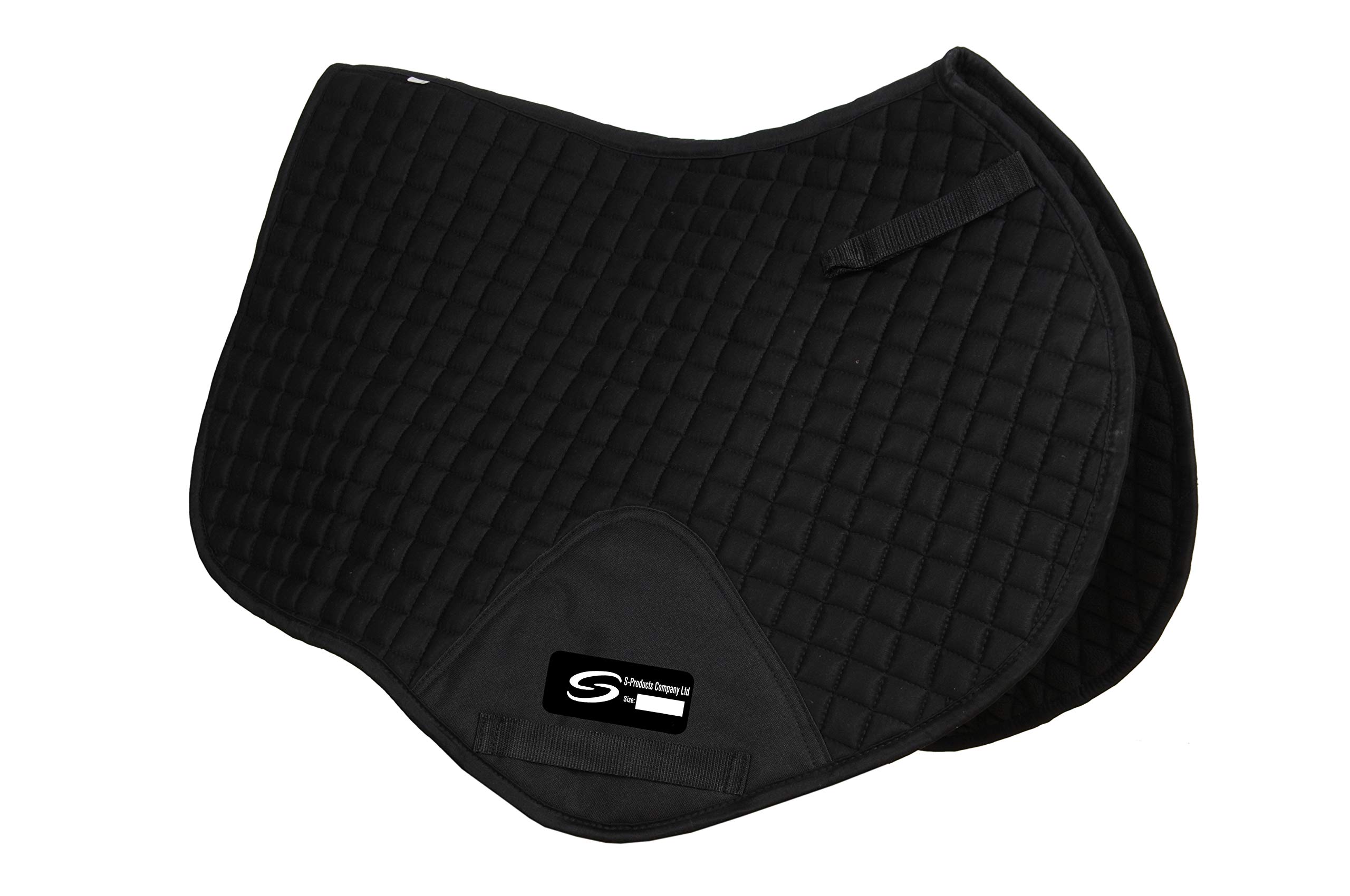 S-Products HORSE RIDING FULL JUMPING EVENT SQUARE SADDLE PAD CLOTH NUMNAH FLEECE LINING (Full, Black) — image 1