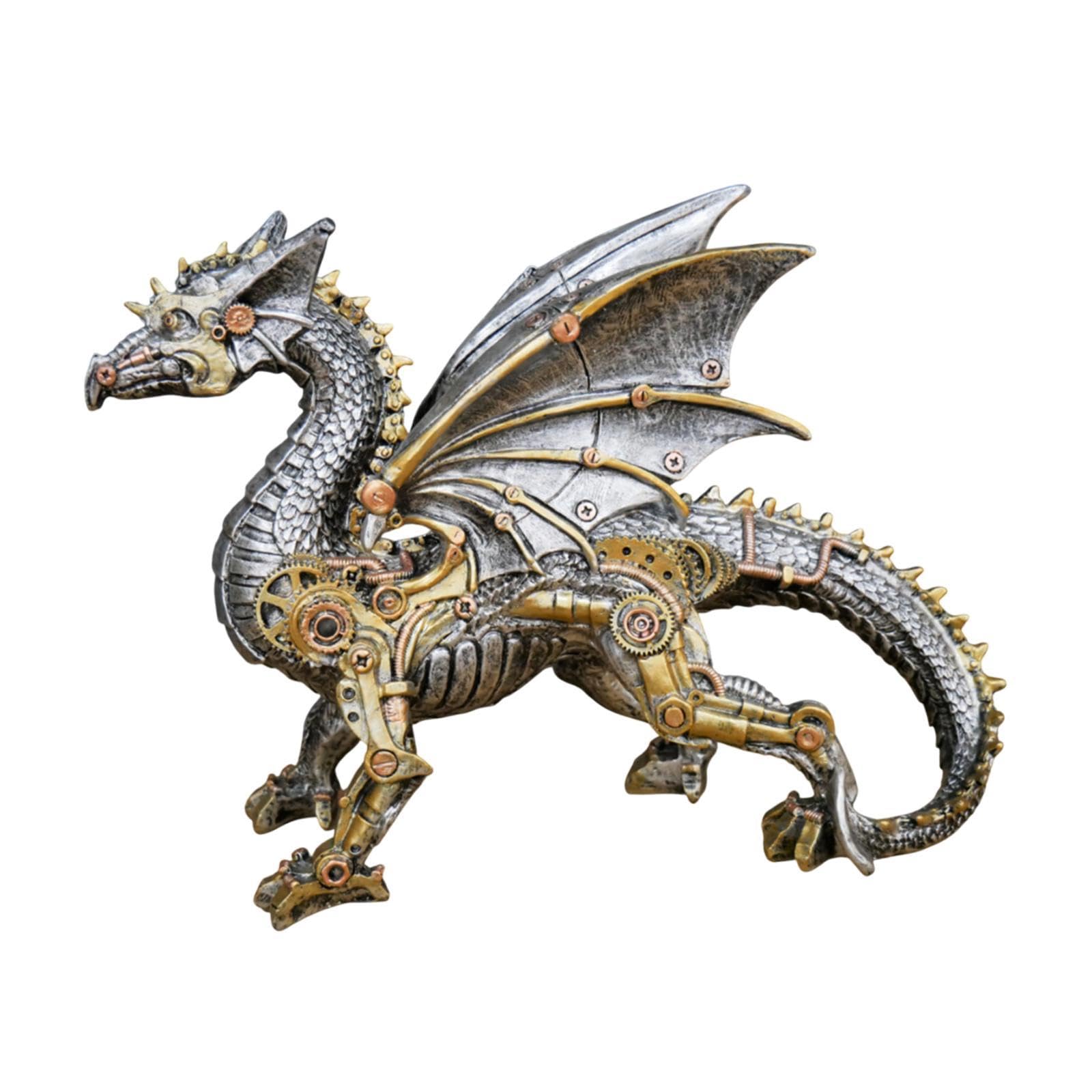 predolo Estatua Mecánica de Animal, Adorno Coleccionable de Resina Moderna, Estilo Steampunk, para Entrada, Estante, Sala de Estar Y Oficina, Dragón Volador, Individual