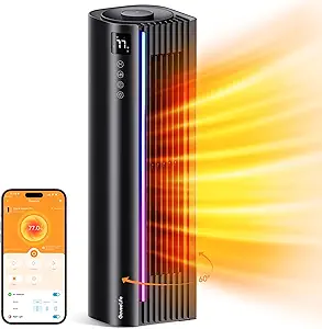 GoveeLife Space Heater Pro for Large Room, Smart Oscillating Ceramic Tower Heater with Thermostat, App & Voice Remote, Auto Modes, 24H Timer, Overheating & Tip-Over Protection 1500W Heater for Indoor