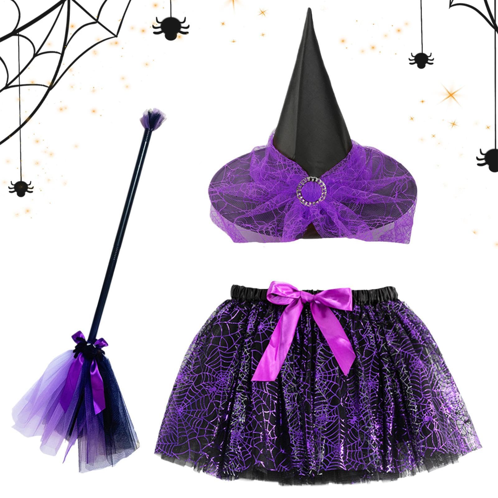 Disfraz de bruja de Halloween elástico sin costuras molestas para niños 8