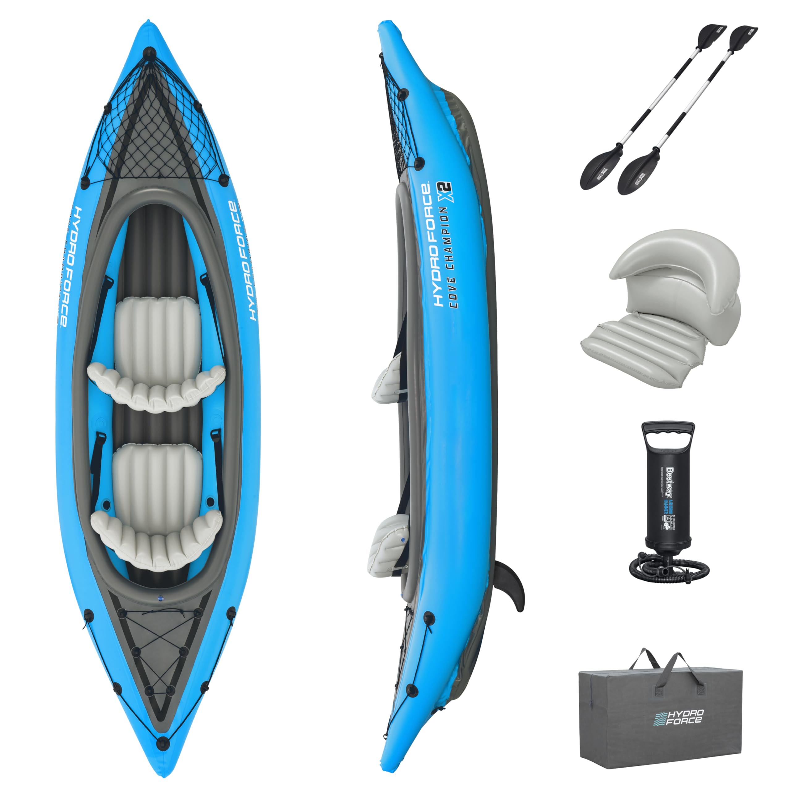 Bestway Hydro-Force Cove Champion X2 Kayak Inflable 2 Plazas con Bomba y Accesorios