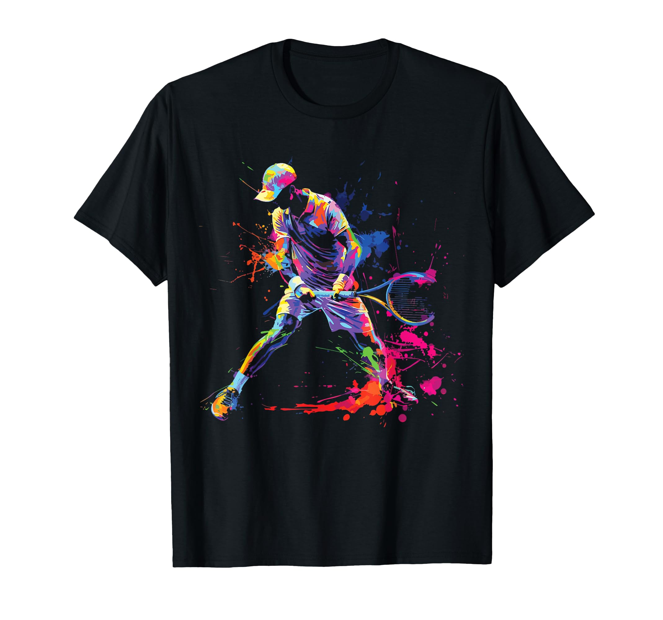Vibrant Topspin Ace Paint Splash T-Shirt for Tennis & Netball Fans (Style 2)