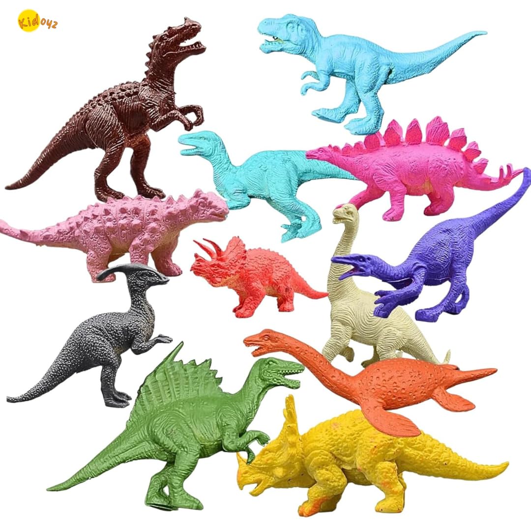 Kidoyz Animal Planet Educational Toy Set for Kids | 24-Piece Combo of 12 Animal & 12 Dinosaur Figurines | Realistic Multicolor Safari Playset | Soft PVC Material, Safe for Children 18β48 Months 2