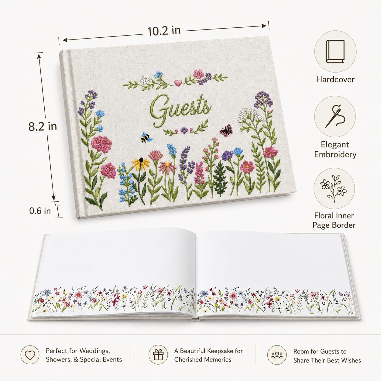 Wedding Guest Book,10.2x8.2in Linen Guest Book