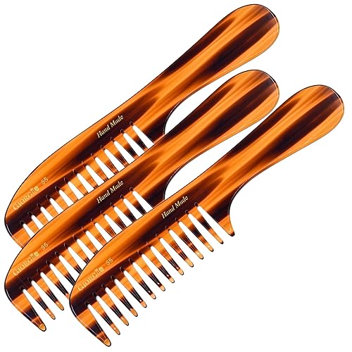 Miniatura 8 de Giorgio Peine de dientes anchos G55 para desenredar el cabello mojado, peine para desenredar el cabello de grosor fino a medio, peines para el