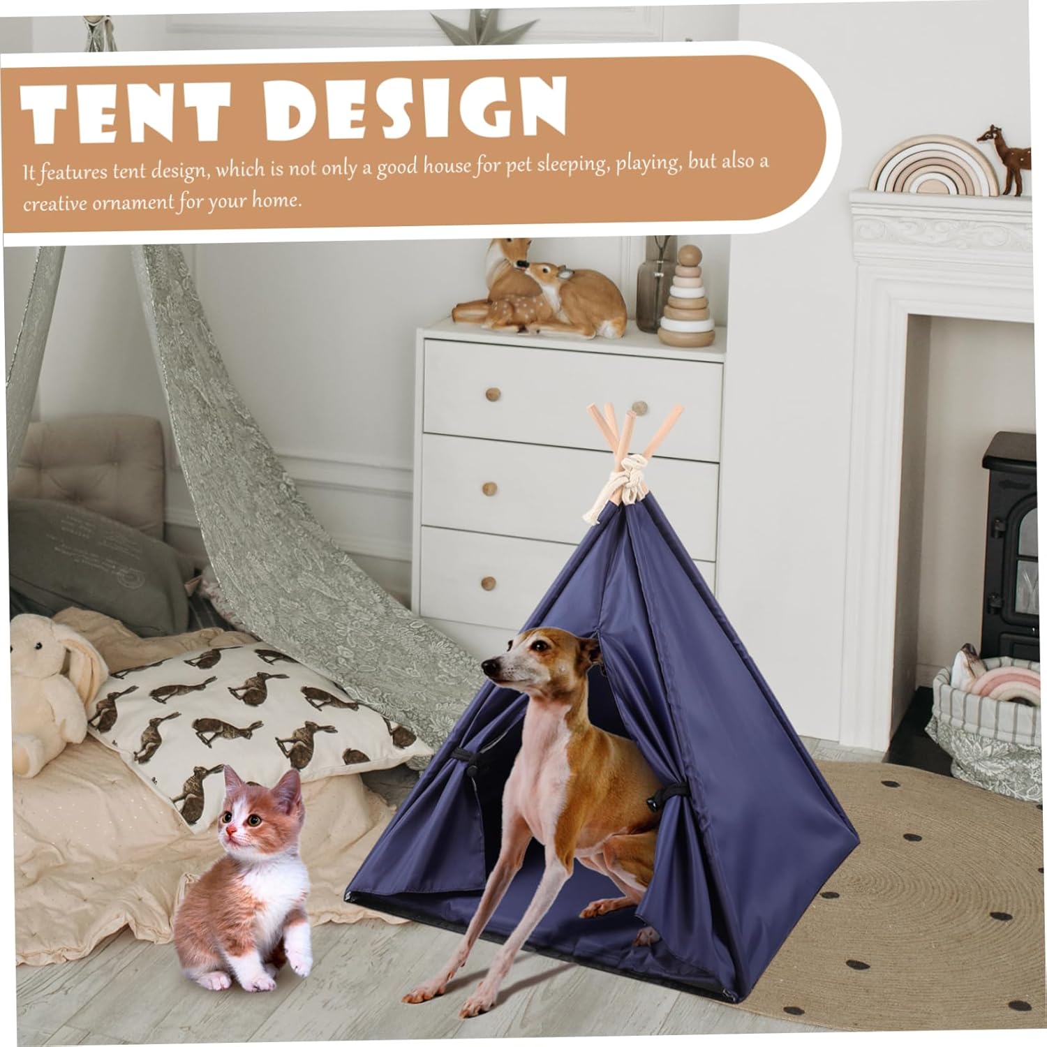 Generic Pet Teepee Tent for Dogs and Cats Indoor Outdoor Sleeping House with Oxford Portable Cozy Kennel for Small to Medium Pets Comfortable Hideaway for Rest and Relaxation