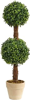 Nearly Natural 28in. Boxwood Double Ball Topiary Artificial Tree (Indoor/Outdoor)