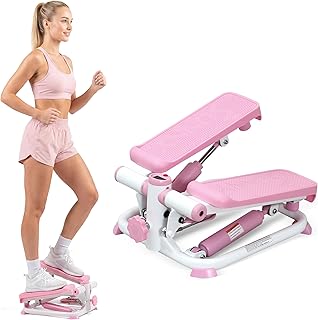 Sunny Health & Fitness Mini Steppers for Exercise at Home, Stair Step Workout Machine, Full Body Cardio Equipment, with Optional Free SunnyFit App Connection and Resistance Band
