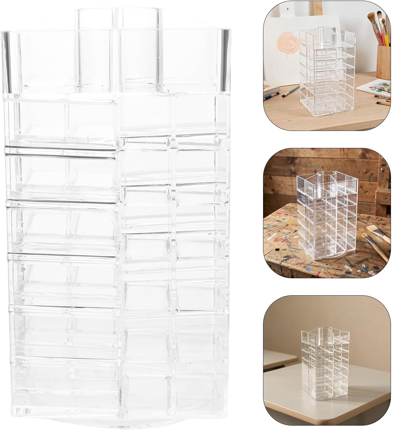 Rotatable Acrylic Paint Holder, for Storage 48 Hole Vertical Rack