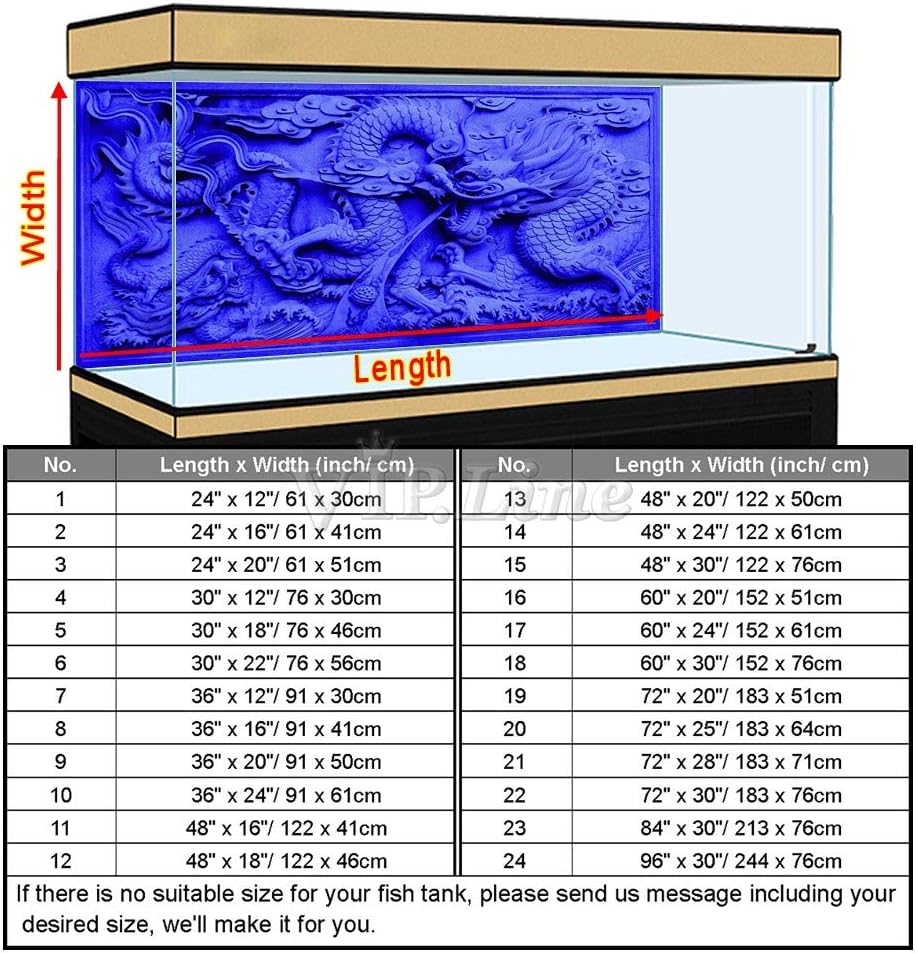 Blue Relief Dragon Aquarium Background Poster PVC Fish Tank Decor Landscape (72" x 25"/ 183 x 64cm)