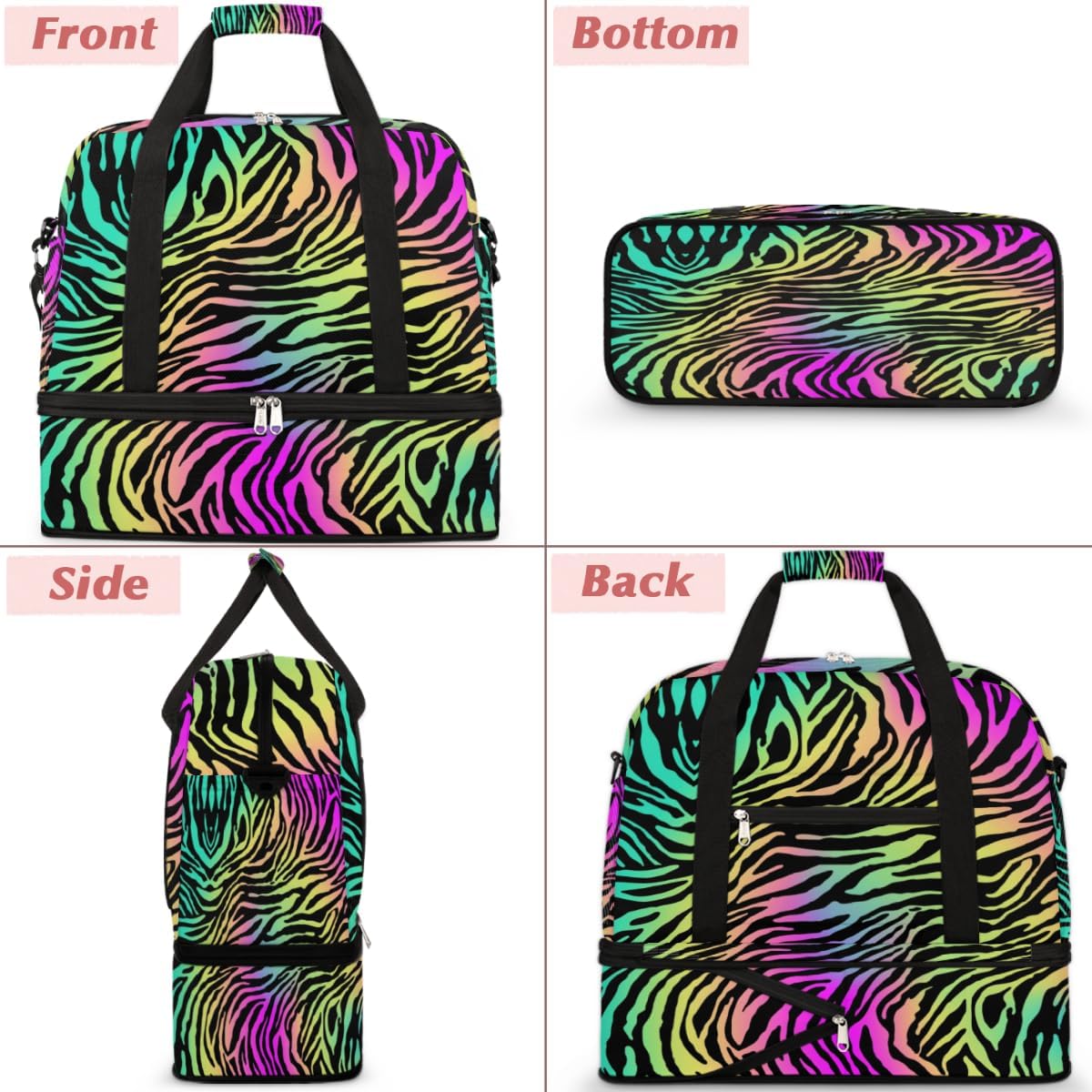 QsirBC Animal Skin Prints Theme Decor Gym Bag for Women Duffle Tote with Shoes Compartment Men Weekender Duffel for Dance Travel Sports Swimming Overnight