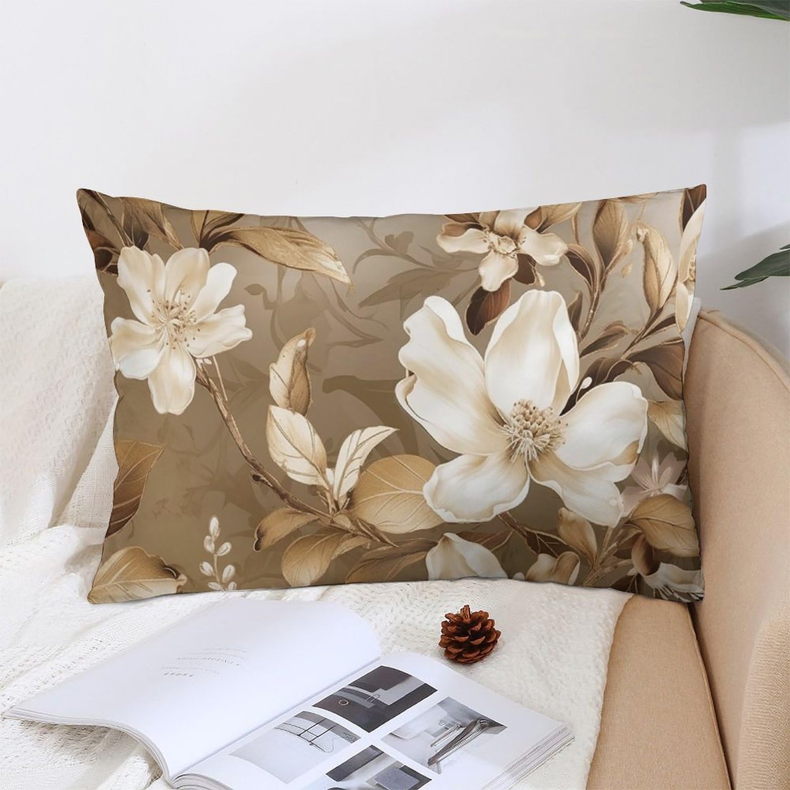 NTVOWPZO Decoration Throw Pillow Covers 12 "x20 Pillowcases Covers Flower Leaves Soft Pillowcases Modern Farmhouse Home Decor Sofa Cushions Covers for Couch Bed Living Room