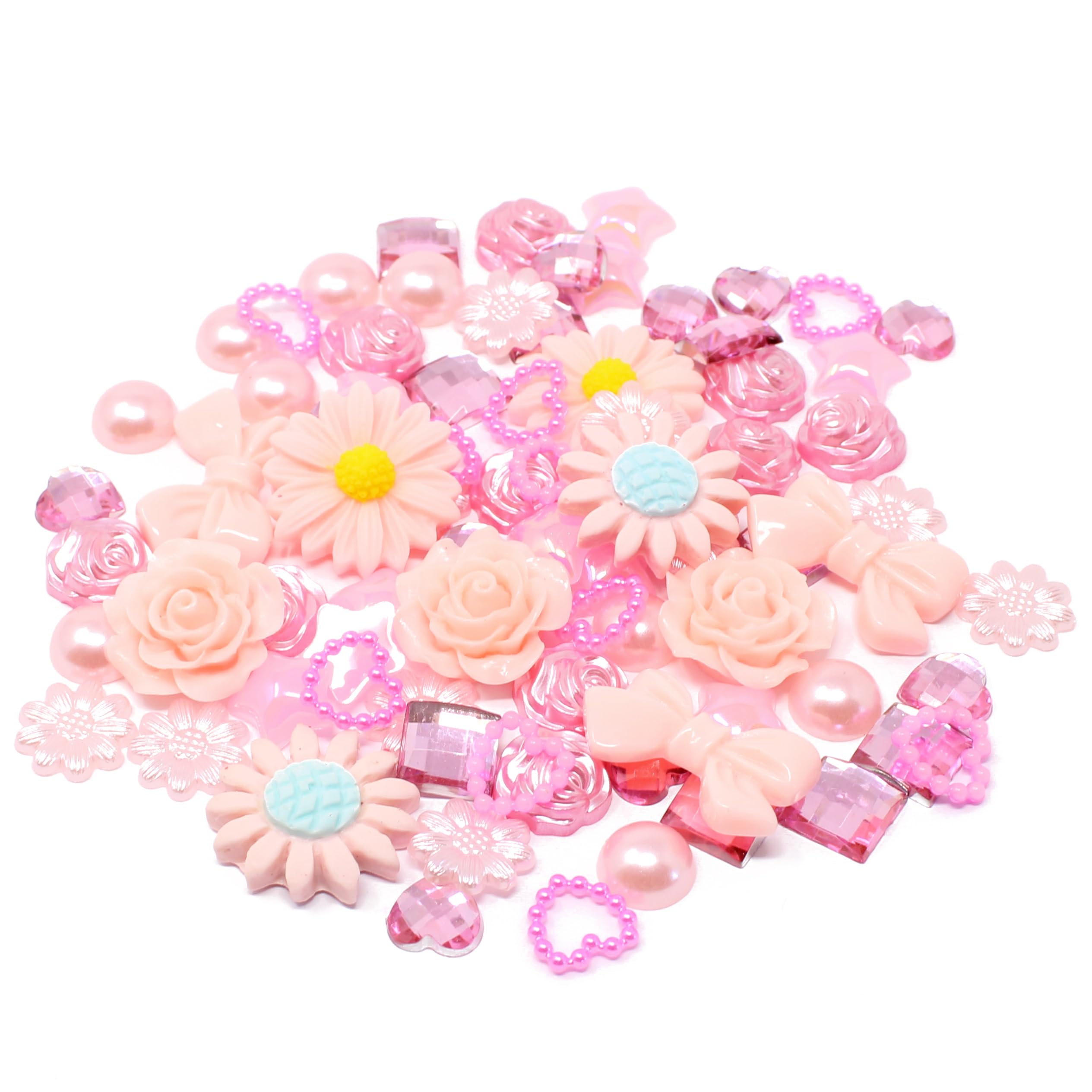Wedding Touches Multicolor 80 Mix Light Pink Shabby Chic Resin Flatbacks - Delicate Embellishments For Creative Cardmaking And Scrapbooking Projects