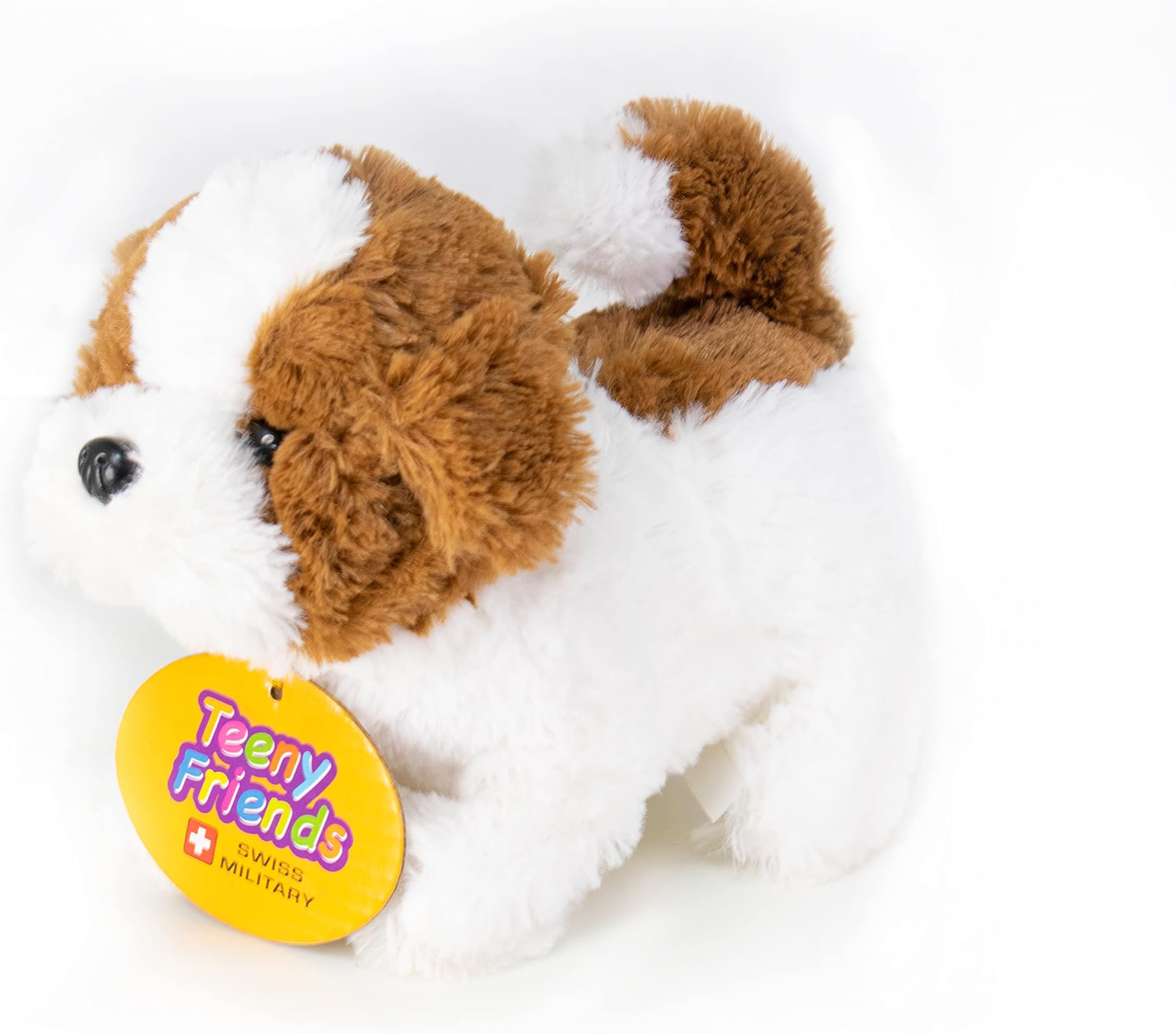 Swiss Military - Fantastic Puppy Battery Operated, Lies Down, Yelps and Wagging Tail for Kids( Boys N Girls),White & Brown. (DOG1)