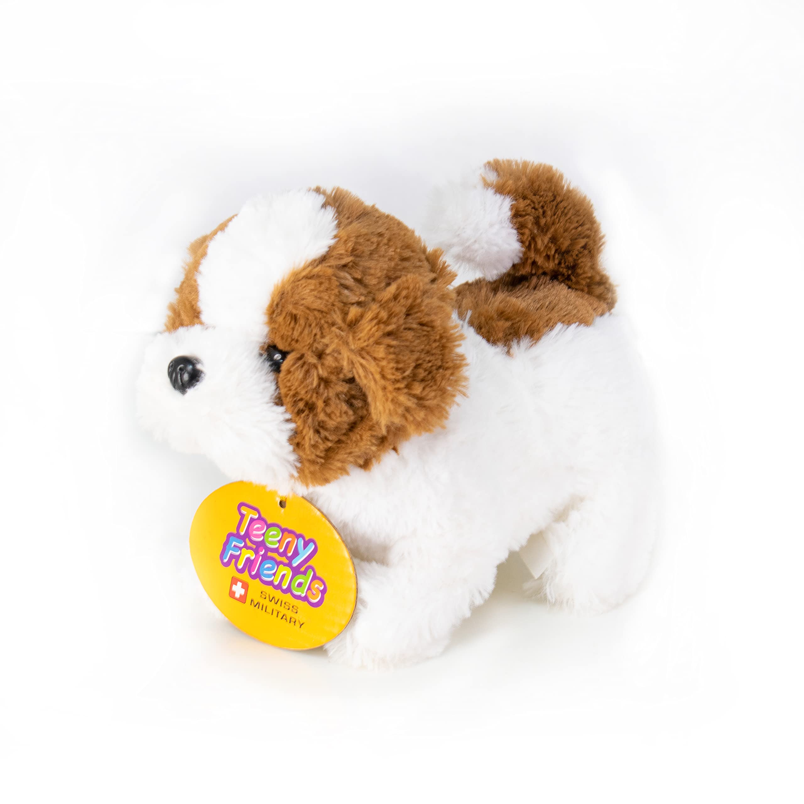 Swiss Military - Fantastic Puppy Battery Operated, Lies Down, Yelps and Wagging Tail for Kids( Boys N Girls),White & Brown. (DOG1)