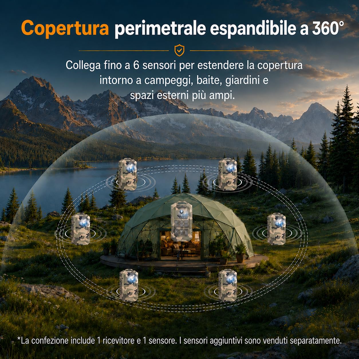 LETWESAF Allarme radar perimetrale per campeggio, portata 800 m, mimetico | Radar da 24 GHz per rilevare i movimenti; portata wireless di 800 m, ricaricabile e IP66 – per campeggio, camper e proprietà.