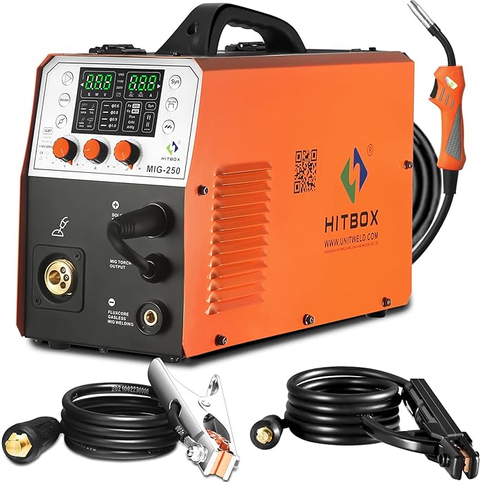 Buy HITBOX MIG250II Aluminum MIG Welder Synergy,110V/220V IGBT Gas MIG