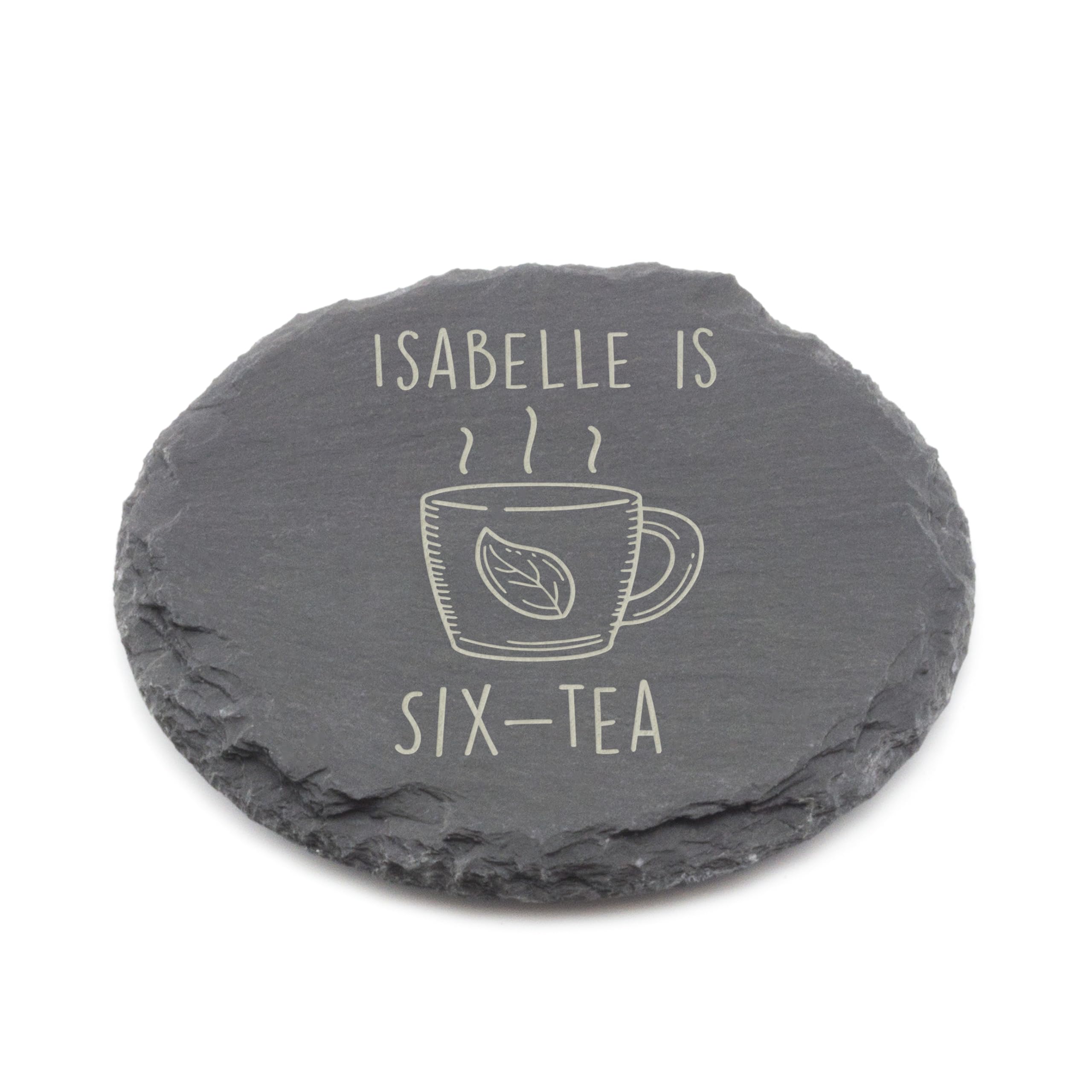 A1 Graphics Ltd Grey Six Tea Slate Coaster 60Th Birthday Gift For Tea Lovers Engraved Drink Mat Novelty Milestone Present For Him Or Her (Round)
