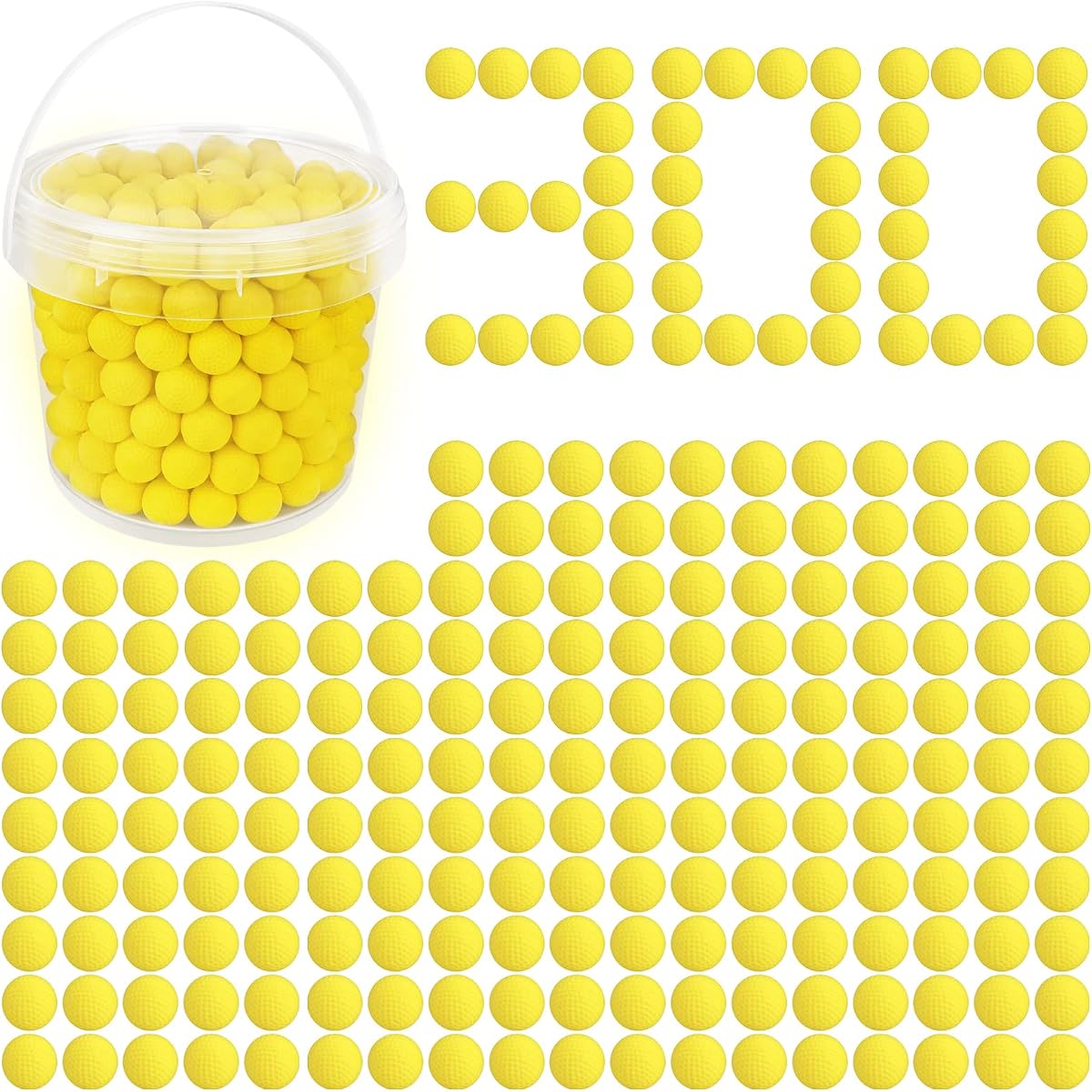300 Rounds Refill Pack Balls Ammo Bulk Compatible with Nerf Rival Gun, TiopLior Yellow Foam Bullet Ball Replacement Refill Pack for Nerf Rival Blasters & Toy Blasters Gun(HIR, High-Impact Rounds)
