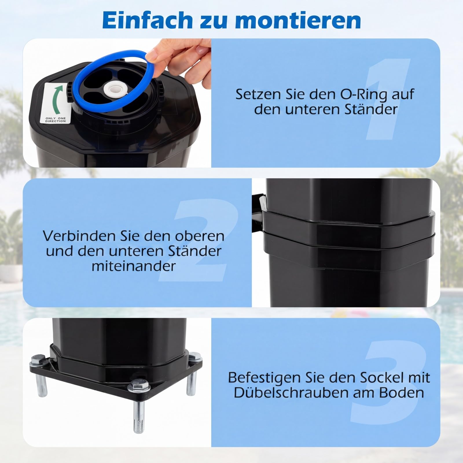COSTWAY Solardusche 35L mit Handbrause inkl. Abdeckung | Gartendusche mit Ablage, Regenduschkopf und Wasserhahn | warmes Wasser | max. 60°C | ohne Stromanschluss | Pooldusche Camping | Schwarz