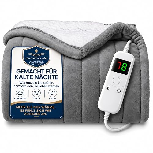 L'AGRATY Heizdecke 130x180cm, Überhitzungsschutz 6 Stufen Timer Waschbar