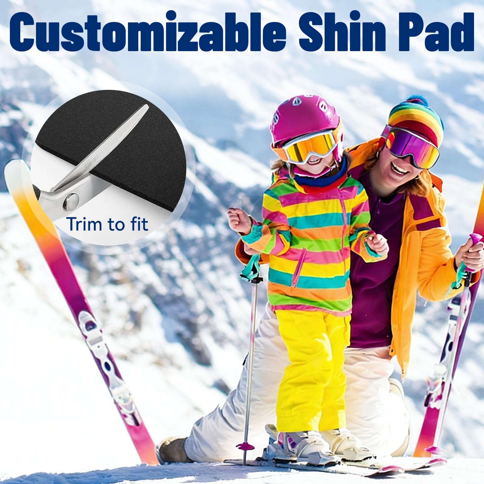 Protector de Tibias para Esquí, Espinilleras Recortables para Adultos y Jóvenes, 4 Piezas para Snowboard y Deportes de Invierno