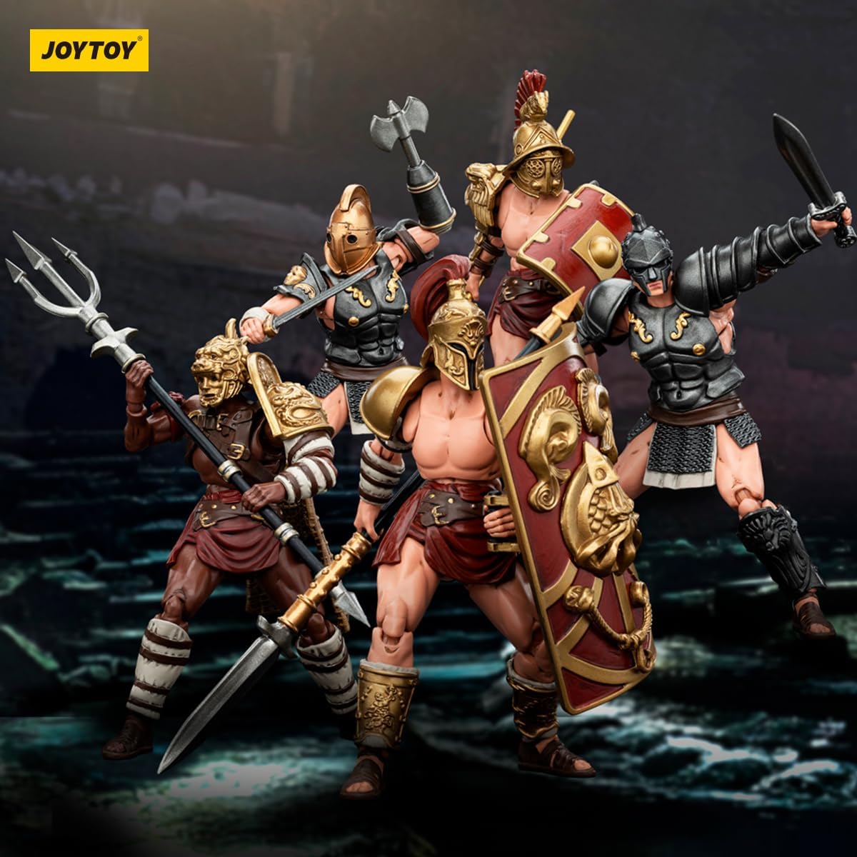 JOYTOY 1/18 Scale Strife Action Figures Roman Gladiator - 5Pack 4in Roman Legionary Soldier Figurines