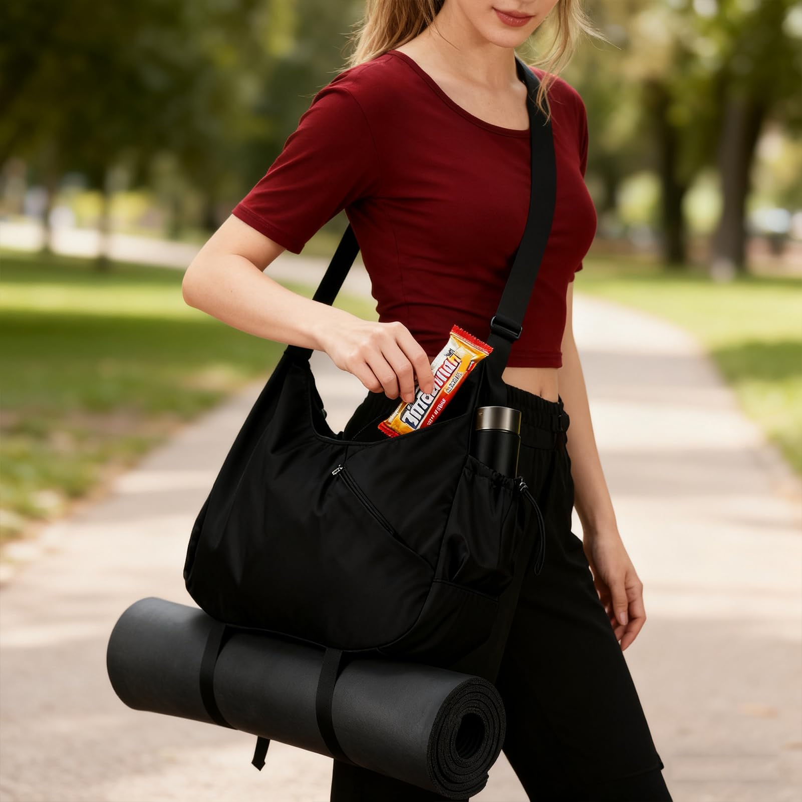 Torba pilates dla kobiet – wodoodporna torba marynarska ze sznurkiem, wytrzymały, lekki materiał o przestronnym designie, idealna na trening, sport, torba na noc, weekend, kemping, piknik, do biura na