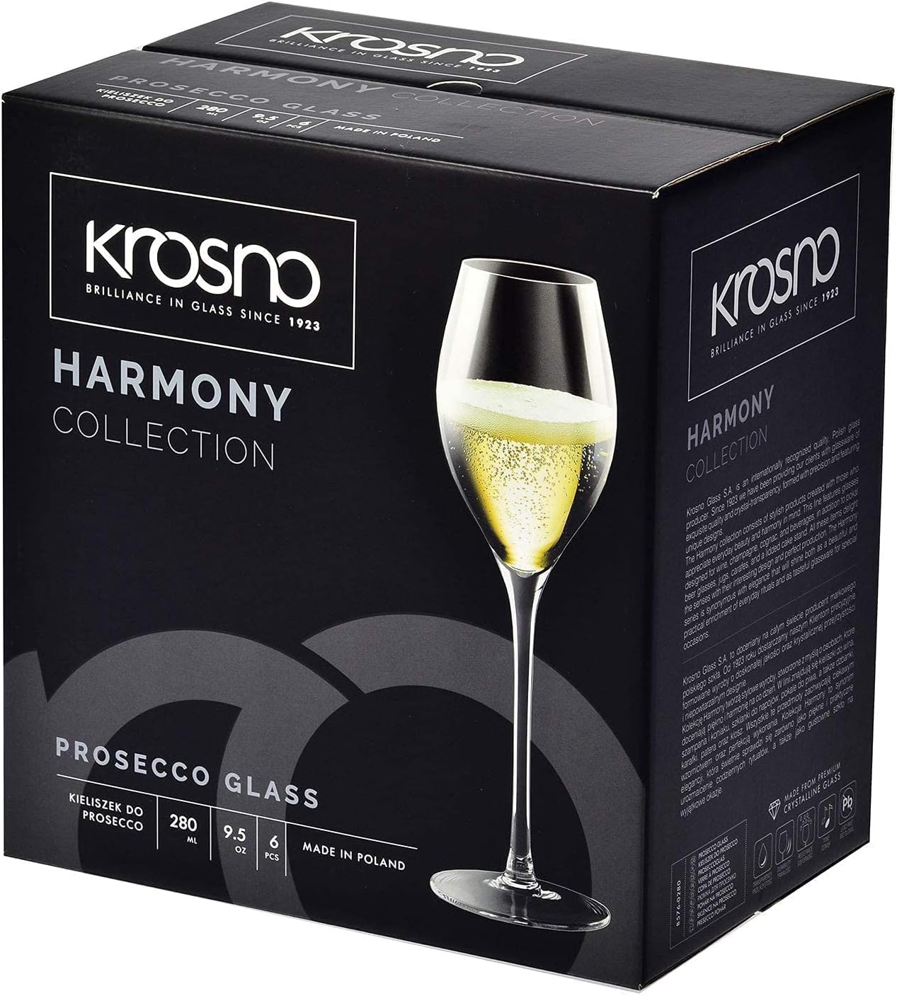 Krosno Large Prosecco Champagne Sparkling Wine Flutes, Set of 6, 9.4 fl oz, Rounded Shape for Ideal Bubbles, Dishwasher Safe, Made in Europe - Image 7