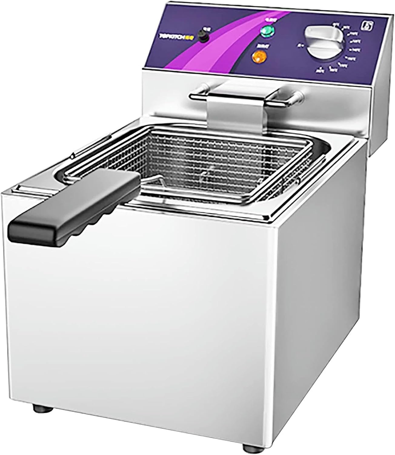 Electric Deep Fryer 3000W Countertop Stainless Steel Removable Basket Single Tank with Temperature Control timing Knob, for Commercial Home