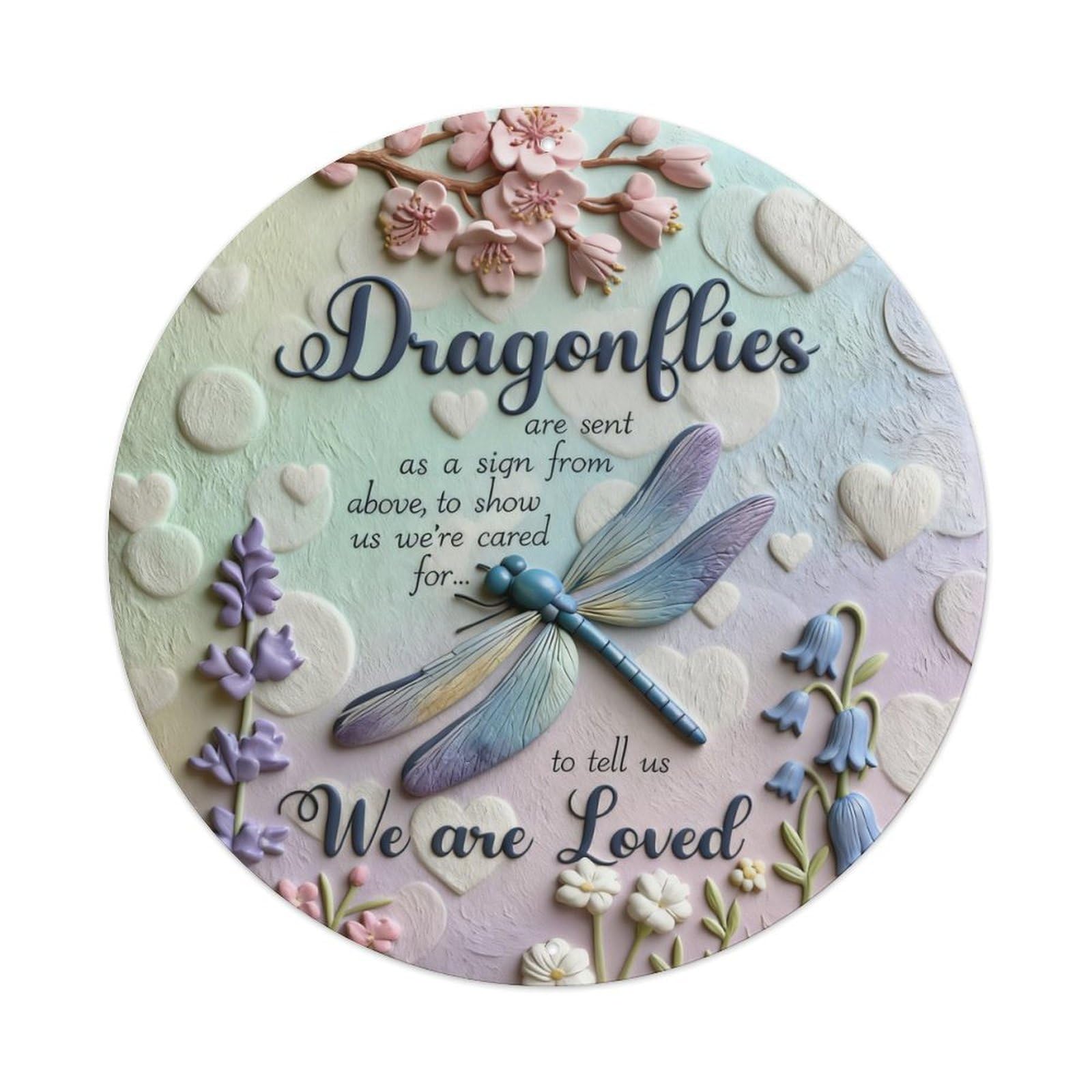Zlatcbu Vintage Dragonflies Are Loved Spiritual Plaque Metal Tin Sign Retro Wall Art Poster, Decor For Home Living Room Bar Cafe Garage, 8X8 Inch