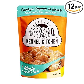 Kennel Kitchen Puppy and Adult Wet Dog Food Chicken Chunks in Gravy, 70g (Pack of 12)