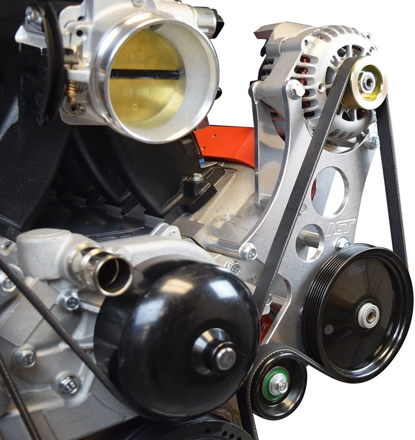 ICT Billet LS High Mount Alternator & Power Steering Pump Bracket Accessory Kit Turbo for LS1 Compatible with Corvette Spacing 551362-1