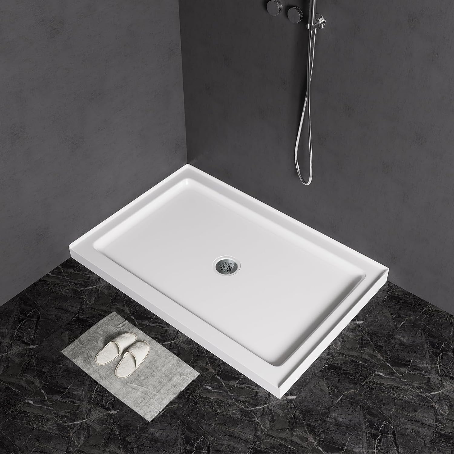 MORVANO 48 x 32 shower base glossy acrylic front view