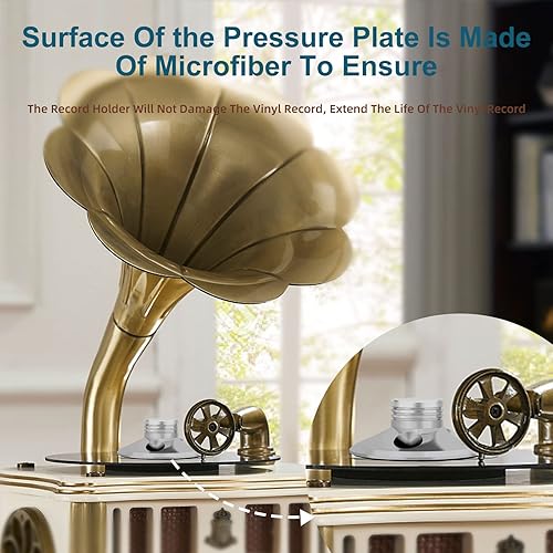 Miniatura 9 de Preffair Estabilizador de peso de registro de aluminio, estabilizador de disco de vinilo LP de aluminio con almohadilla suave protectora reductor de