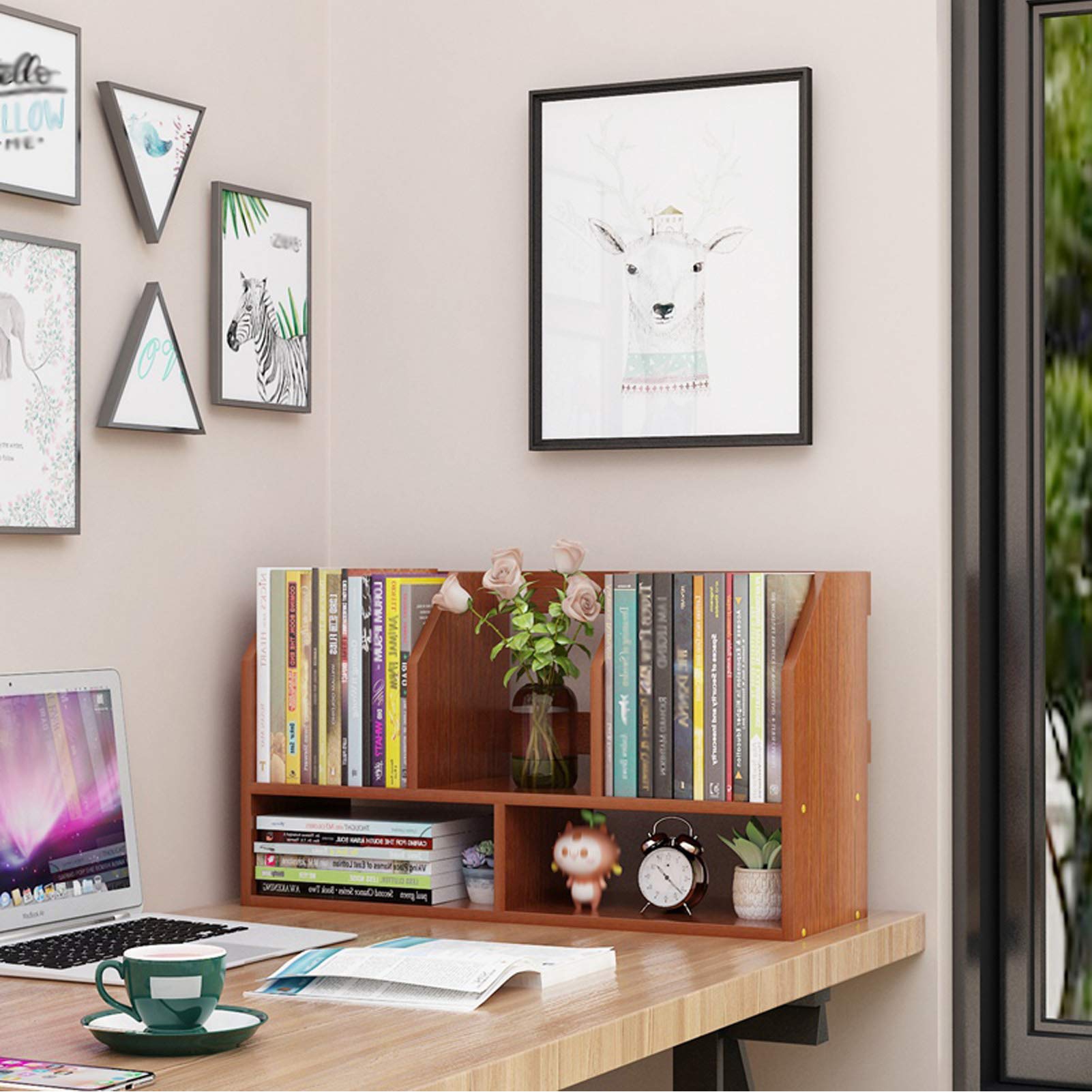 Desktop Kleine Boekenkasten Boekenplank, Verstelbaar Hout Organizer Opbergrek, Display Plank, voor Boeken, Cosmetica en Kantoorbenodigdheden, enz