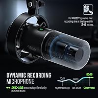 Vista 4 de FIFINE - Kit de micrófono de podcast K688, micrófono dinámico USB/XLR con brazo articulado para PC/mezclador XLR, micrófono para juegos con botón