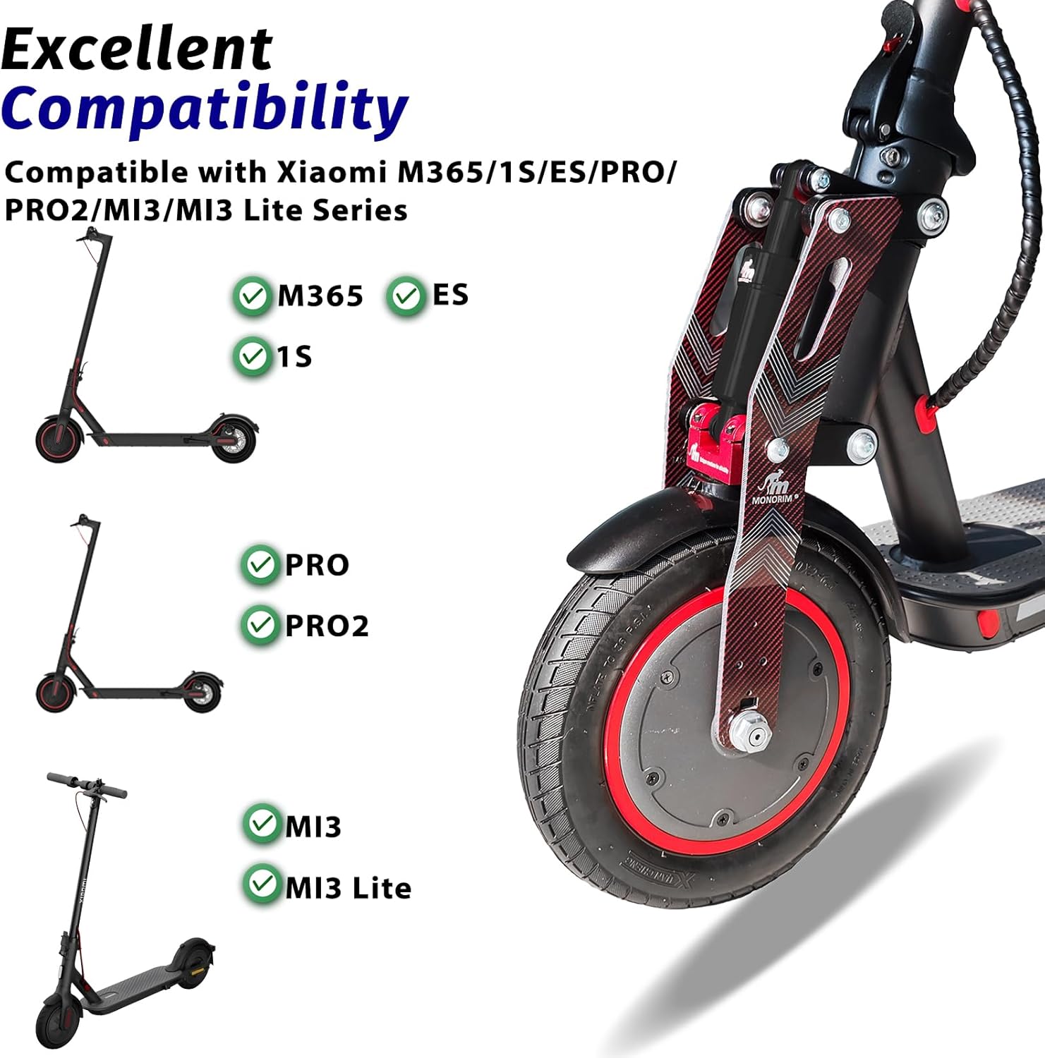 Mononim M0 V5.0 Front Suspension Kit Compatible with Xiaomi mi3/pro2/pro/m365/1s/es/mi3 Lite Elertric Scooter More Comfortable