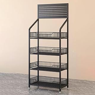 Black Snack Potato Chips Retail Shelf, Large Candy Organizer Holder for Supermarket /Convenience Store /Checkout Counter /home Theater / Party, Detachable Packaging Bag Hanging Hook ( Size : 4-tier )