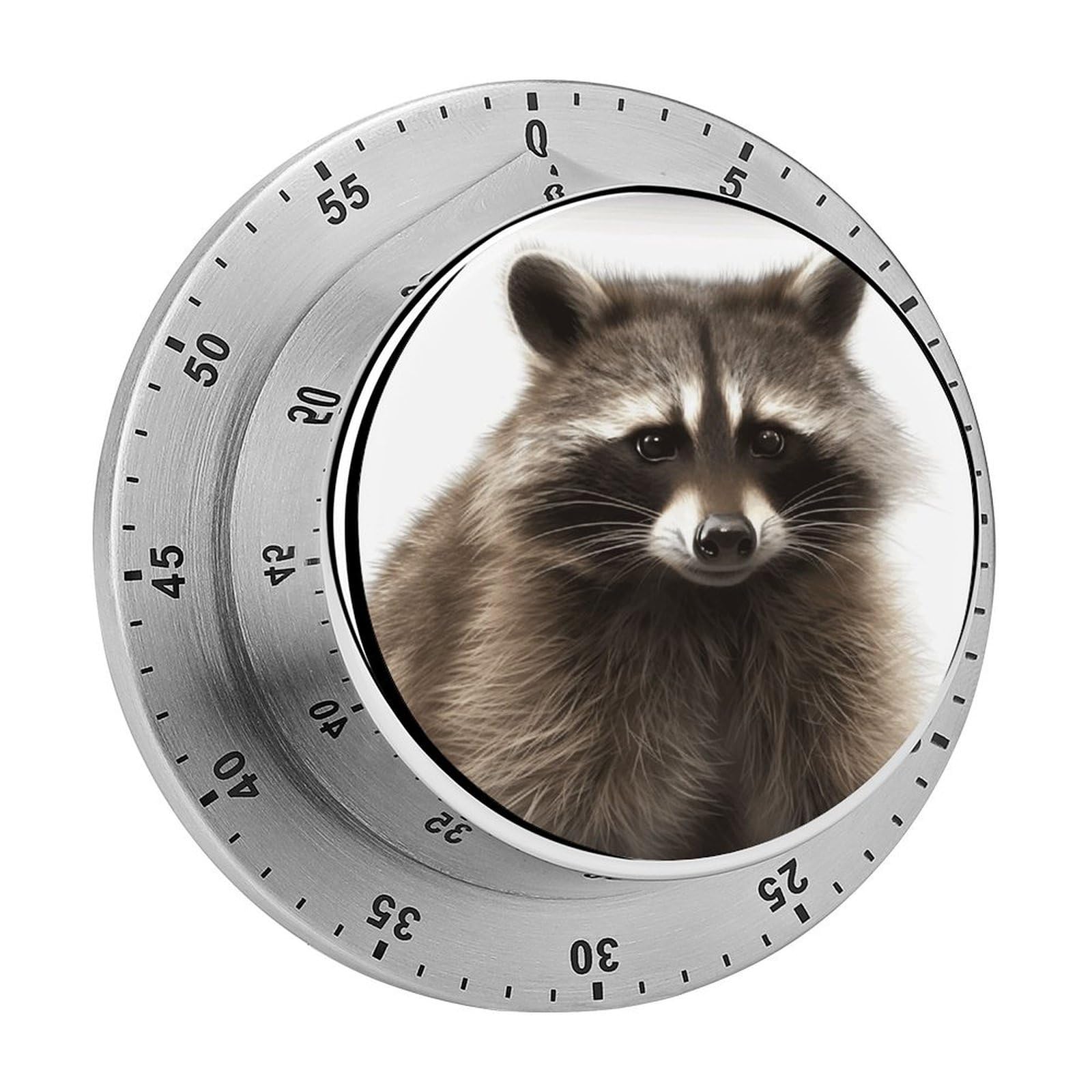 Hairy Raccoon Timers Adsorbable Stainless Steel Kitchen Timer Loud 60 Minute Visual Timer Portable Manual Countdown Timers Alarm Clock Time Management Tool for Home Work