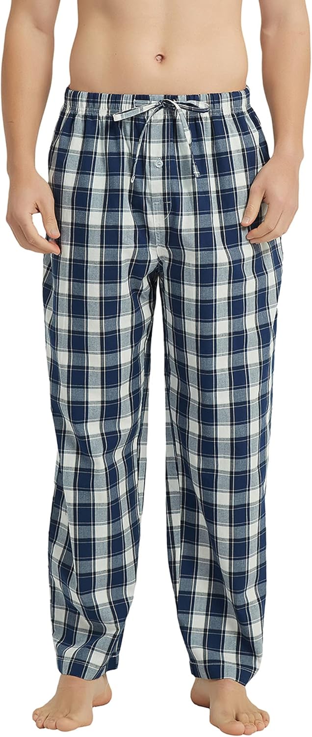 Vulcanodon 2 Pack Men's Cotton Pajama Pants, Soft Woven Pajama Pants for Men Plaid Pj Bottoms - Image 5