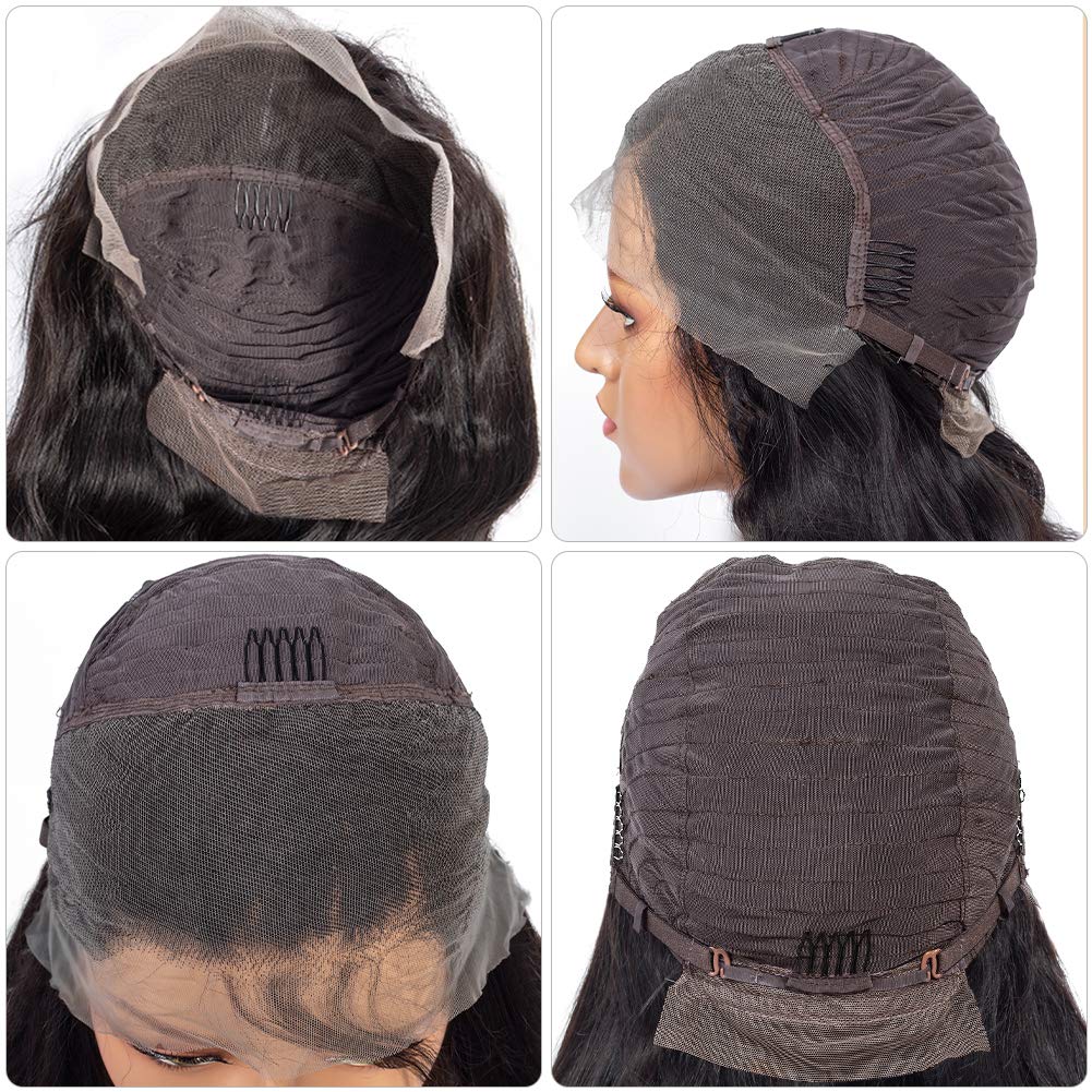 Hermosa Body Wave HD Transparent Lace Front Wigs Human Hair 180% Density Per Plucked 13x4 Human Hair Wigs for Women With Baby Hair (24 inch, Natural color)