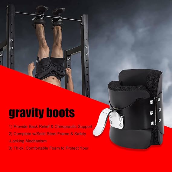 Gravity Inversion Boots, Solid Steel Frame Fitness Inversion Equipment Strength Training Hanging Upside Down Gravity Boots for Core Gym Fitness Exerciser
